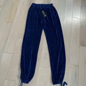Suzie Kondi Unisex track pants soft cotton velour navy